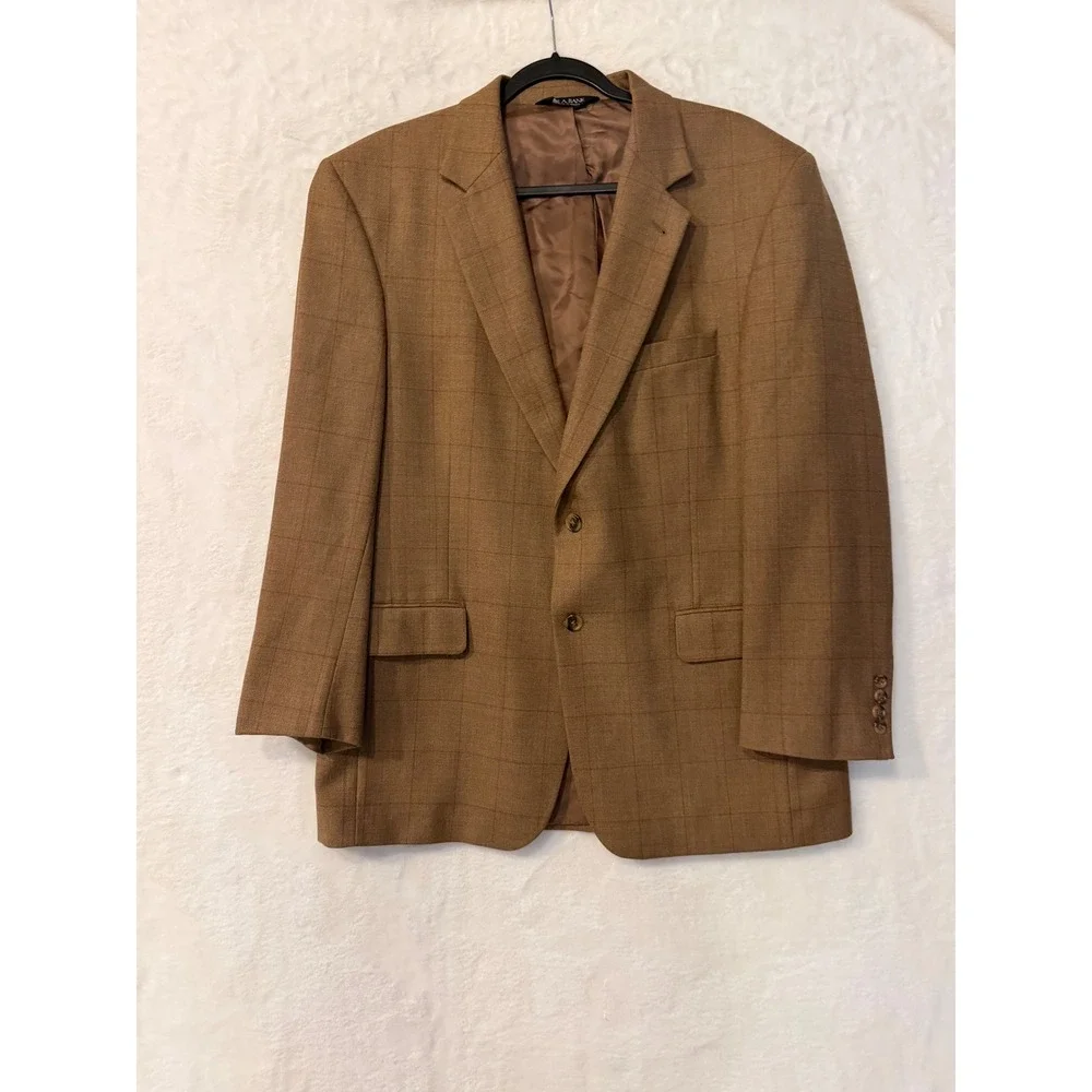 Jos. A.‎ Bank Signature Collection Brown Windowpane 100% Wool Blazer 42R Gordon